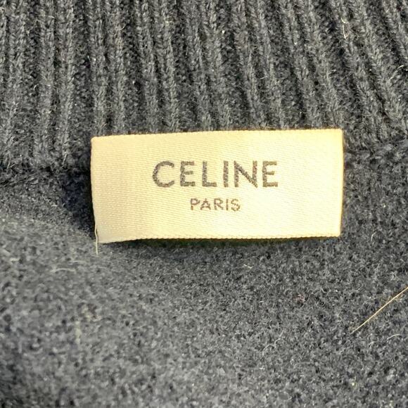 CELINE Size S Navy Gold Wool Contrast Trim Military Sweater - Picture 6 of 8